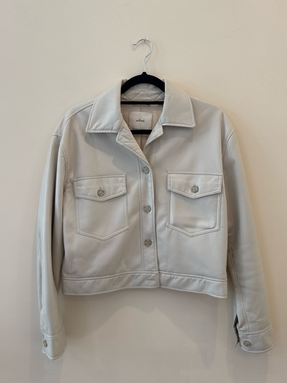 Wilfred Aritzia Cream Faux Leather Jacket - Women’s